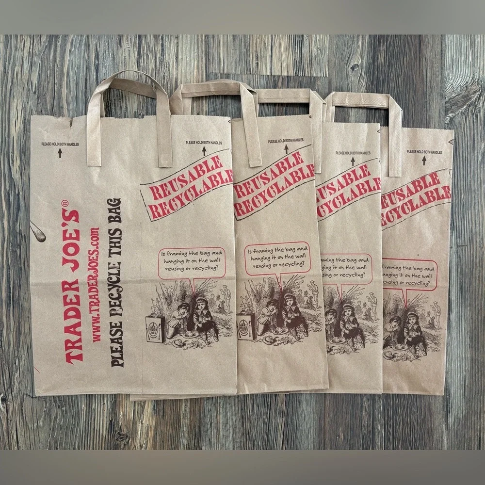 Trader Joe’s Empty Paper Shopping Grocery Bags (9), Wine Bags (2) Various Styles
